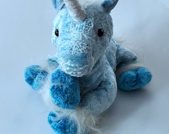 Blue Sparkly Unicorn Plush 18-19" EXTREMELY RARE, Vintage Stuffed Animal - Kids Room Decor, Baby Shower Gift, Shiny Mythical Horse Plush Toy