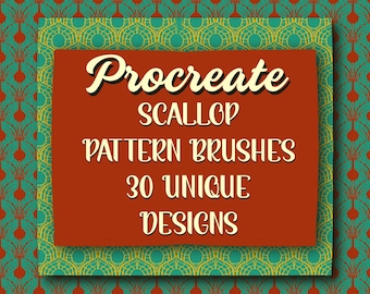 Scallop Pattern Procreate Brushes: 30 Digital Designs (Digital Download)