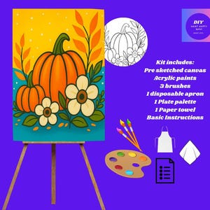 Pumpkin & Fall Flowers Painting| Harvest Activity| Autumn Paint Party Fun