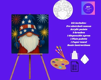 Patriotic Gnome Paint Kit: DIY Canvas Art Party