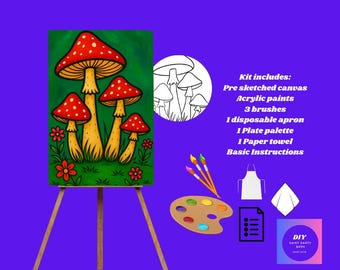 Zestaw do malowania grzybów muchomorowych DIY, sztuka na płótnie