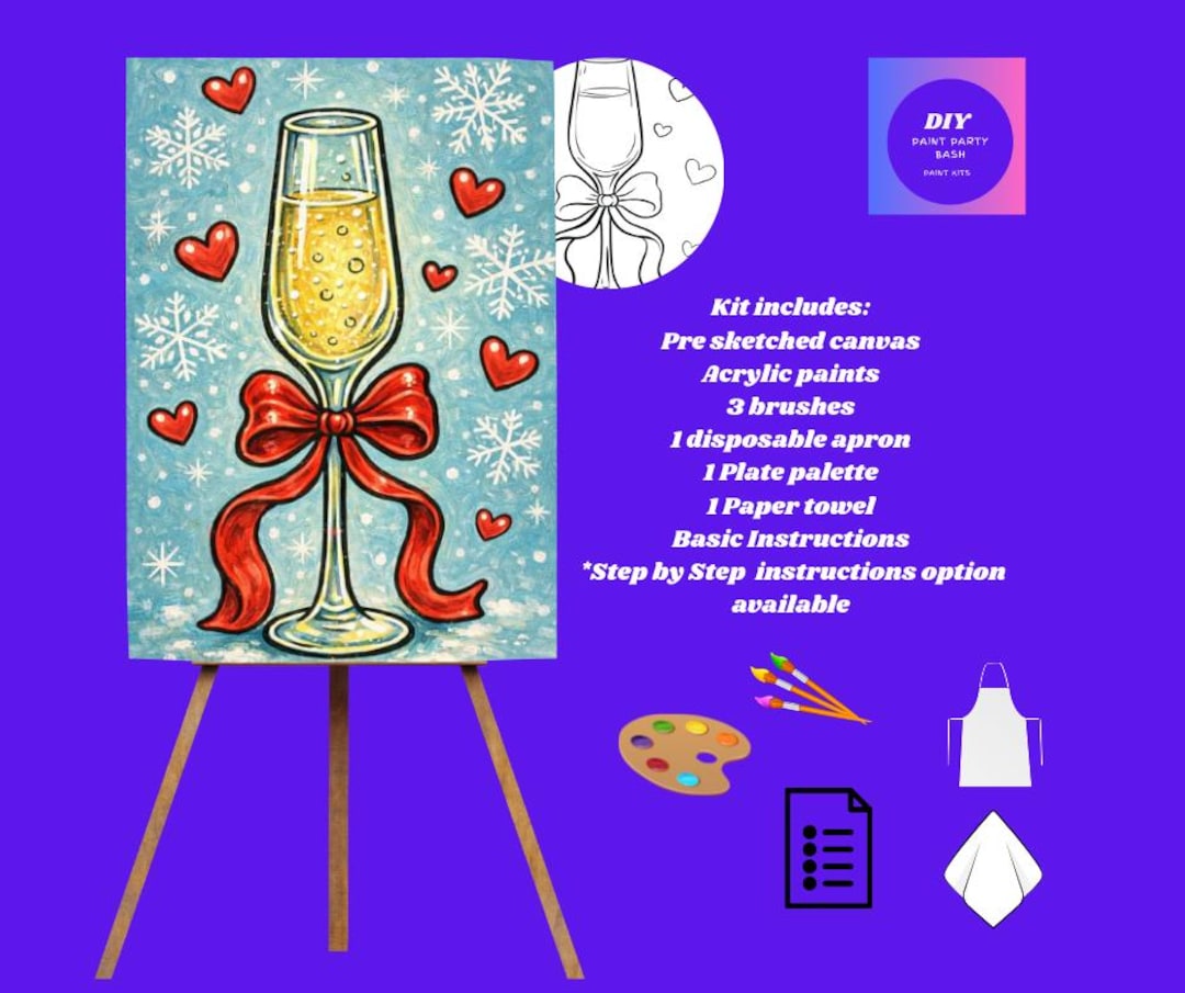Valentine Sip of Love Paint Party Kit: DIY Canvas Art - Etsy