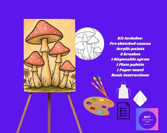 Zestaw do malowania grzybów muchomorowych DIY, sztuka na płótnie