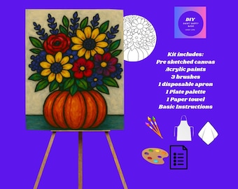 Pumpkin Vase Floral Painting| Fall DIY Paint Kit|Rustic Autumn
