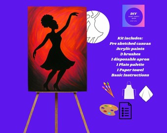 Elegant Diva  DIY Paint Kit |Girls Night In| Silhouette Art | Canvas Kit