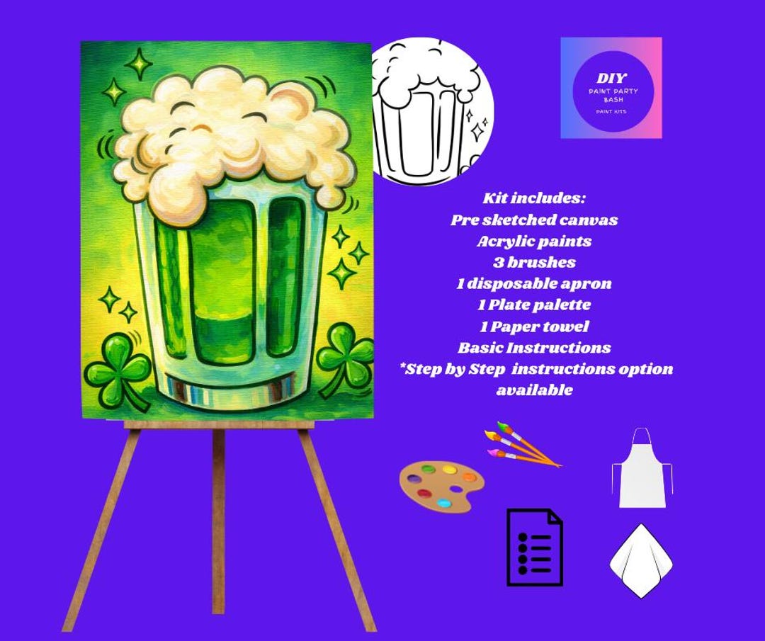 St Patrick's Day Green Beer Paint Kit : DIY Canvas Art - Etsy