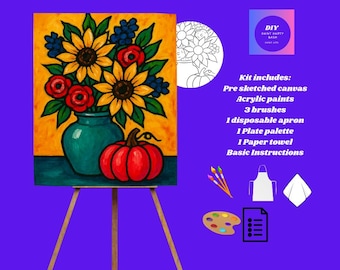 Sunflowers & Pumpkin Vase Painting| Autumn DIY Paint Kit| Fall Activity
