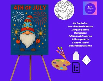 Patriotic Gnome Paint Kit: 4th of July Canvas Art
