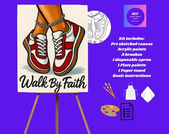 Walk By Faith Red and White Sneakers|Christian Inspirational|DIY Paint Kit