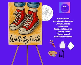 Walk By Faith Red Sneakers|Christian Inspirational|DIY Paint Kit