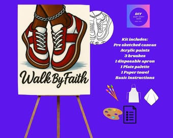 Walk By Faith Red and White Sneakers|Christian Inspirational|DIY Paint Kit