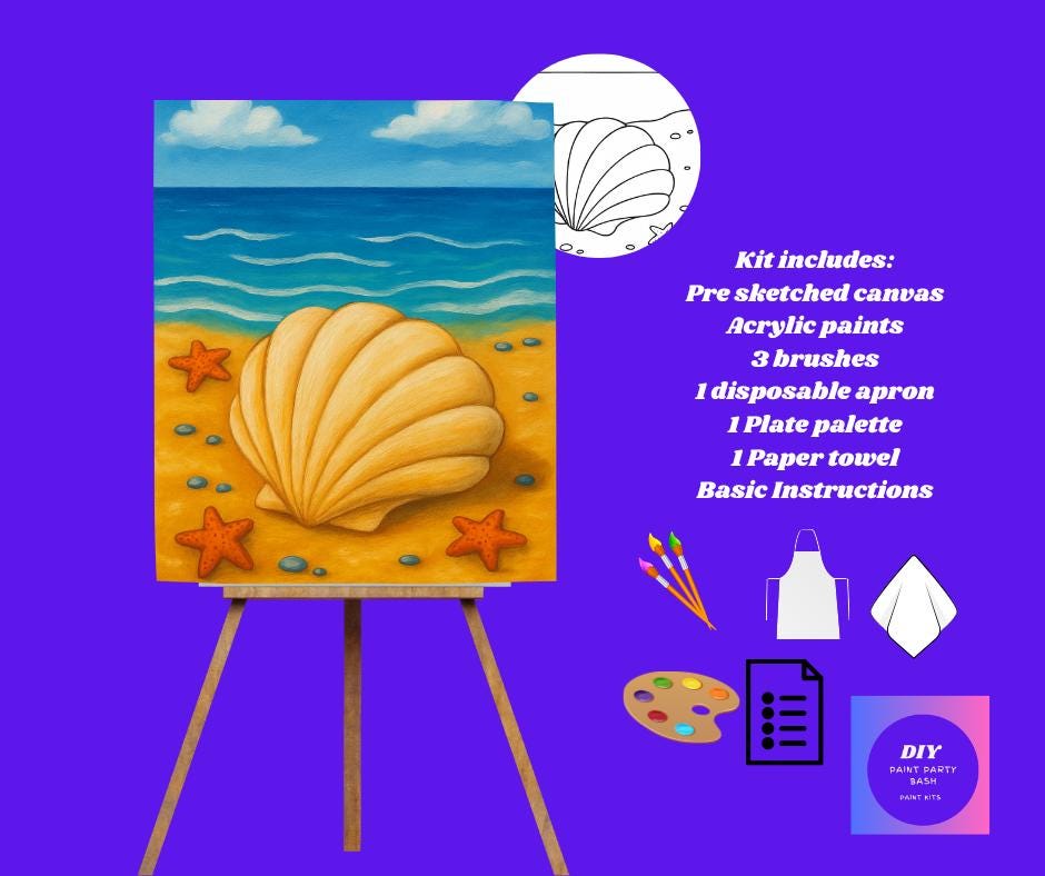 30 DIY Beach Crafts For Kids Perfect On Sunny Days 14 Seashell Beach DIY Paint Kit Summer Kids Craft Ocean Art Activity