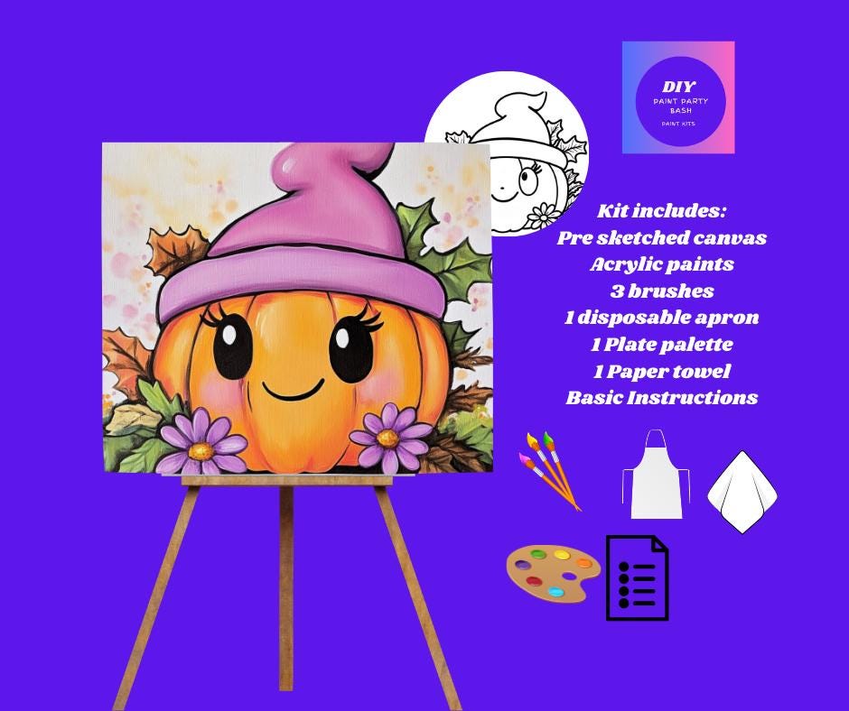 Smiling Pumpkin Paint Kit: Halloween DIY Craft for Kids & Adults