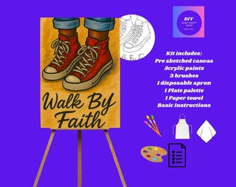 Walk By Faith Red Sneakers|Christian Inspirational|DIY Paint Kit