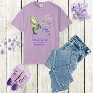 Comfort Colors Butterfly Christian T-shirt, Inspiration Graphic Tshirt for Women, Natural Lover Butterfly Flower Tee