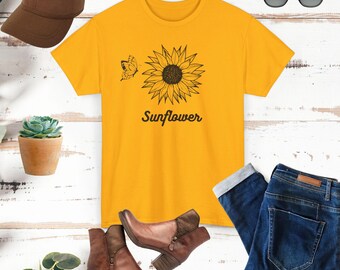 Sunflower T-Shirt: Floral Butterfly Garden Tee