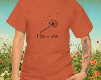 Dandelion-T-shirt 'Make a Wish': inspirerend T-shirt voor dames