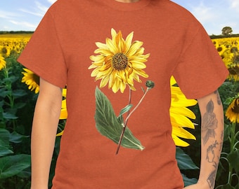 Camiseta vintage de girasol: Camiseta del jardín botánico