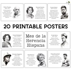 20 Hispanic Heritage Month Posters | Printable Bulletin Board | Classroom Decor | Spanish Posters | En Espanol | Latin American