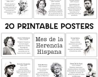 20 carteles del Mes de la Herencia Hispana / Tablón de anuncios imprimible / Decoración del aula / Carteles en español / En español / Latinoamericano
