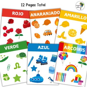 12 Spanish Colors Posters | English Spanish Printable | Watercolor Posters | Learn Spanish | Worksheets for Kids | Bilingual | ESL | Kids