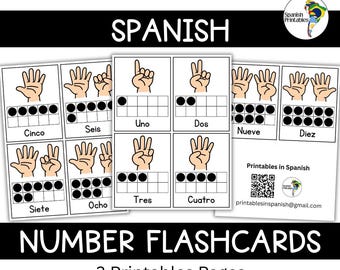 10 Spanish Numbers Flashcards | English Spanish Printable | Watercolor | Learn Spanish | Worksheets for Kids | Bilingual | ESL | For Kids