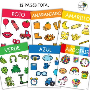 12 Spanish Colors Posters | English Spanish Printable | Watercolor Posters | Learn Spanish | Worksheets for Kids | Bilingual | ESL | Kids