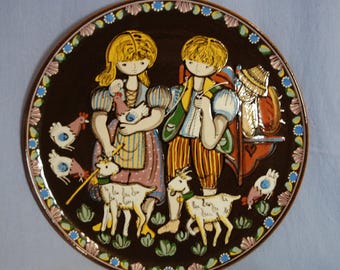 Vintage Hans Schneider Steffisburg Switzerland Set of 6 Folk Art