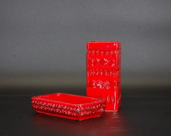 Céramique Bitossi Rimini Rosso – Aldo Londi – Italie, années 1960 – Design milieu du siècle – Rouge