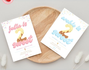Two Sweet Ice Cream Birthday Invitation (Digital File)