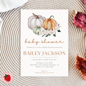 Pumpkin Baby Shower, Floral Pumpkin Baby Shower