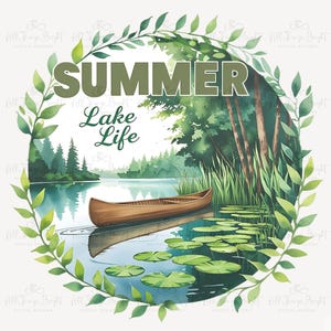 Summer Sublimation Design Lake Life PNG for Apparel Retro Camping Shirt Digital File Spring Outdoors Vibes High Resolution Craft Design