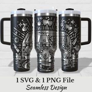 Laser Cut Tumbler Wrap SVG PNG File Camping Queen Design for 40oz Tumblers Featuring Outdoor Camper Van Theme for Tumbler Engravers