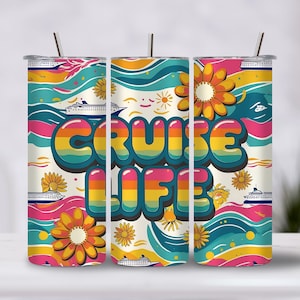 Cruise Life Tumbler Wrap, Nautical Cruise Sublimation, Beach Vacation Drinkware, Travel Craft PNG Download, 20oz Design