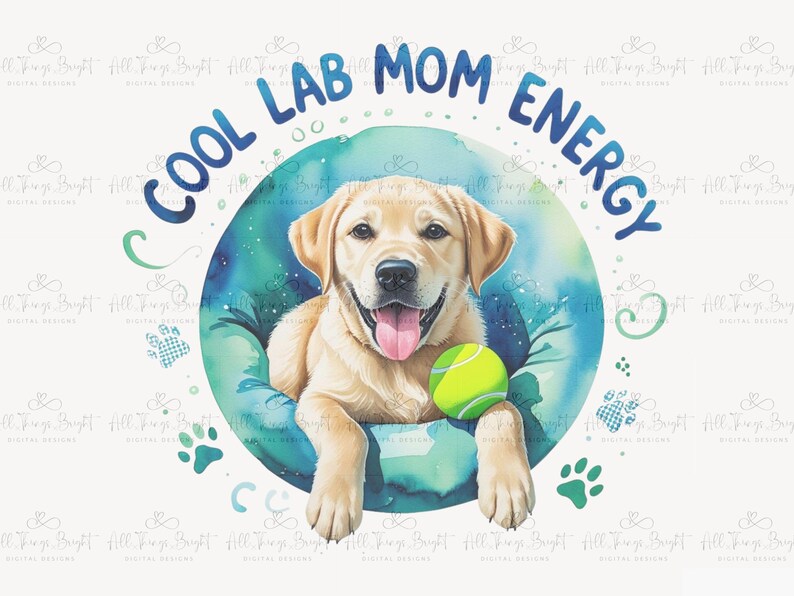 Labrador Sublimation PNG File, Yellow Lab Mom Clipart, Fetch Dog ...
