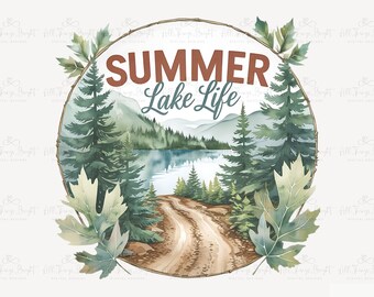 Lake Life Sublimation PNG, Summer Vibes, Retro Design, Camping Outdoors, Vintage Graphic, Digital Craft Download, High Resolution
