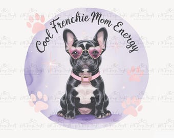 Frenchie Mom Clipart, Pink Dog Mom Art, Trendy French Bulldog PNG, Girly Dog Design, Sublimation Digital Download, Cute Bulldog Illustration