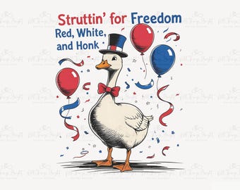 Clipart de ganso PNG para sublimación, diseño de camiseta patriótica del 4 de julio, diseño imprimible del Día de la Independencia con temática de EE. UU.