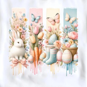 Easter Coquette Brushstroke PNG, Pastel Sublimation Art, Preppy Easter Vibes, Digital Clipart Bundle, High-Quality 300DPI Graphic