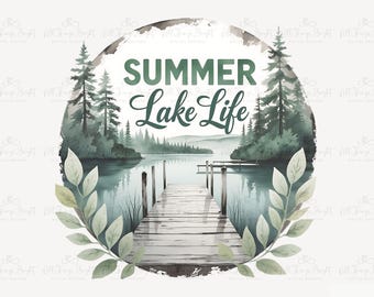 Sommer See Leben PNG Retro Sublimationsdesign für Shirts Frühling Im Freien Camping Vibes Hohe Auflösung Digitaler Download für Handwerker