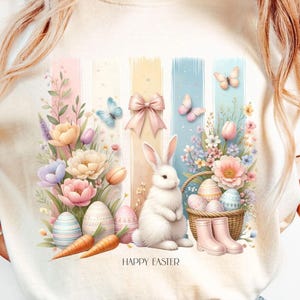 Pastel Easter Brushstroke PNG, Coquette Bunny Clipart, Preppy Easter Vibes, Sublimation Graphic, Instant Download 300DPI, Digital File