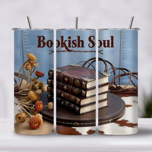 Book Lover Tumbler Wrap PNG Bookish Soul 20 oz Sublimation Tumbler Design for Readers High Resolution Digital BookTok Library Aesthetic File