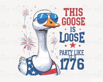 Rolig gås PNG fjärde juli sublimering patriotisk skjorta design söt USA Clipart självständighetsdagen utskrivbar PNG-fil