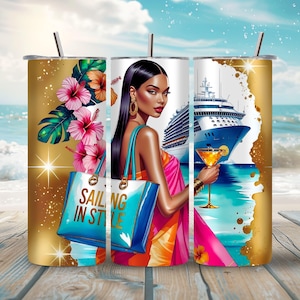High Resolution Cruise Life PNG Tumbler Wrap for 20 oz Drinkware Sublimation Design Vacation Theme Digital File for Crafting Use