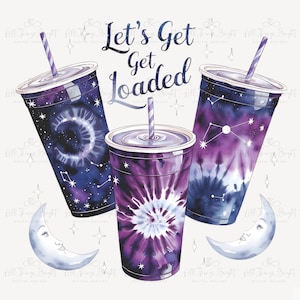 Sublimação de chá carregado PNG, Vamos carregar clipart de chá, viciado em chá de amor PNG, download digital de verão, arquivo de 300DPI, Tie Dye png, astrologia