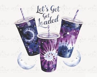 Loaded Tea PNG Sublimation, Let's Get Loaded Tea Clipart, Love Tea Junkie PNG, Summer Digital Download, 300DPI File, Tie Dye png, Astrology