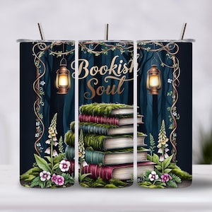 20 oz Book Lover Tumbler Wrap PNG Bookish Soul Design High Resolution Sublimation Library Aesthetic Digital File BookTok Reader Download