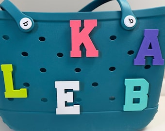 Varsity Letter Bogg Bag Accessories | 3D Printed | Bogg Bag Monogram | Bag Charm | Letter Tag | Rubber EVA Bag Accessories | Bogg Bag Charm