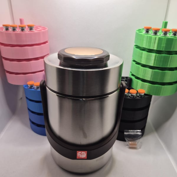 Pep Holders ArmorGuard Stainless Steel 132 Vial 3ml/10ml Peptide Vial Storage Container Double-Walled Vacuum Insulated - Multiple Colors!