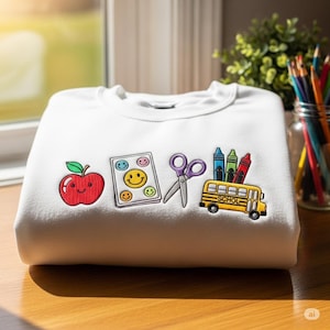 Embroidered Teacher Sweatshirt: Back To School Crewneck